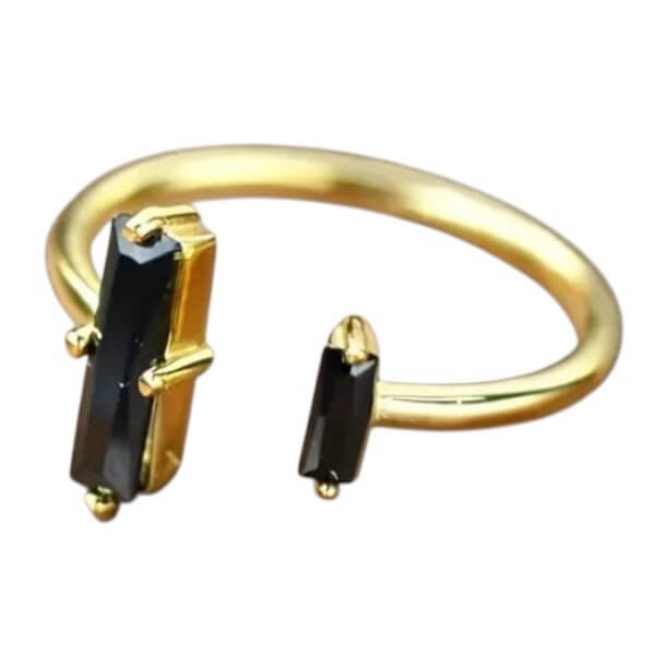 Goldener Ring mit schwarzem Achat – Moderner Edelsteinring für Eleganz und Ausstrahlung