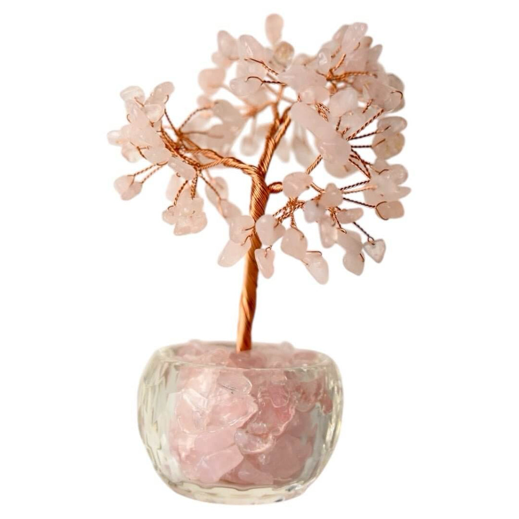 Rosenquarz Baum - Dekoelement mit Topf