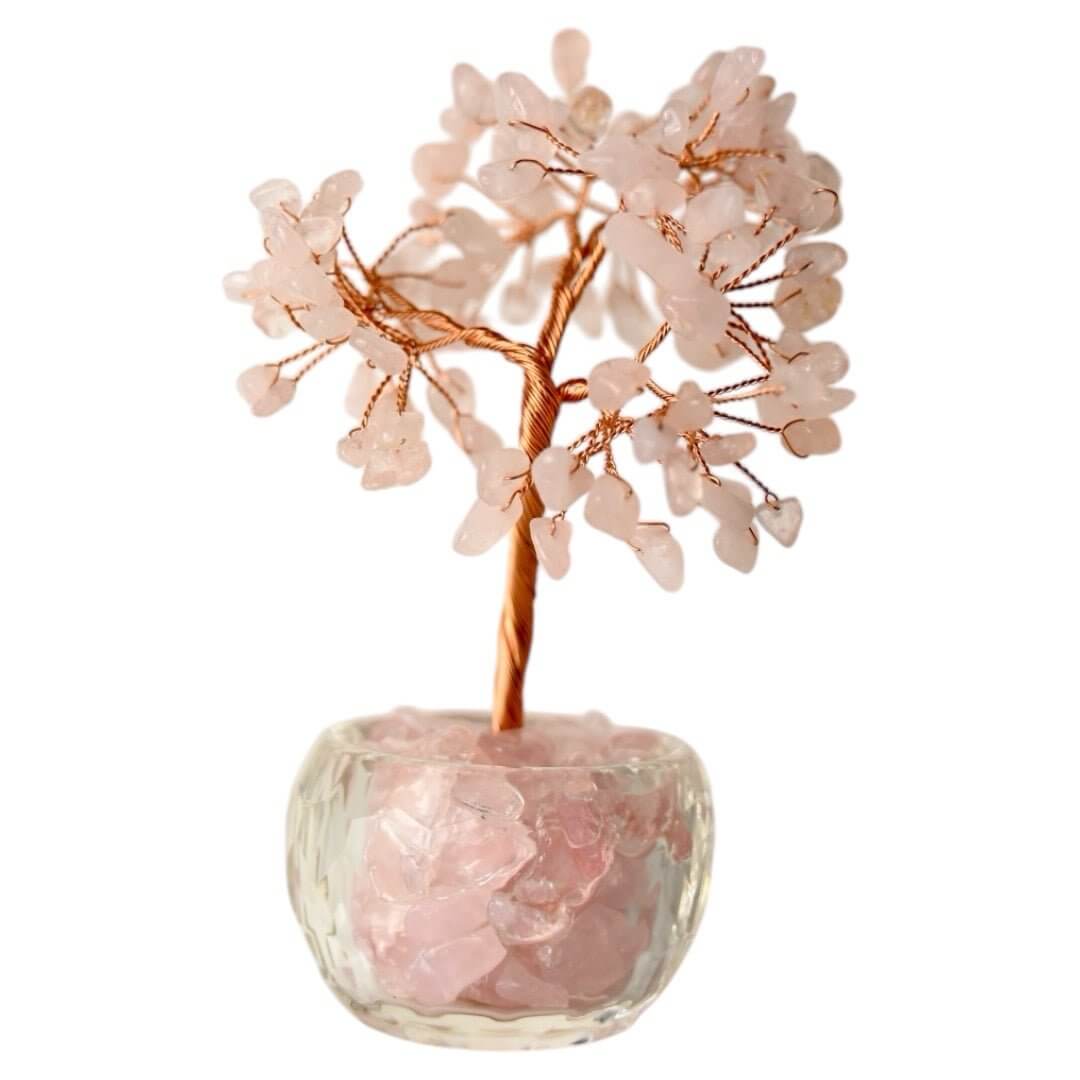 Rosenquarz Baum - Dekoelement mit Topf