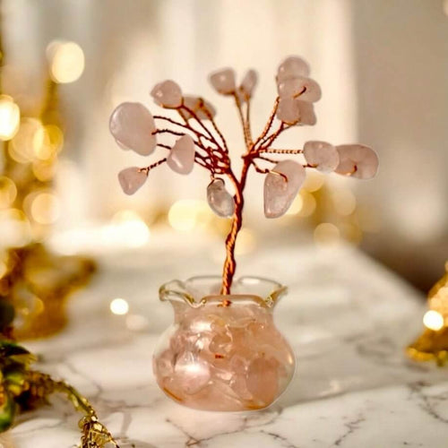 Mini Rosenquarz Baum in Topf - Liebesgrüße der Natur