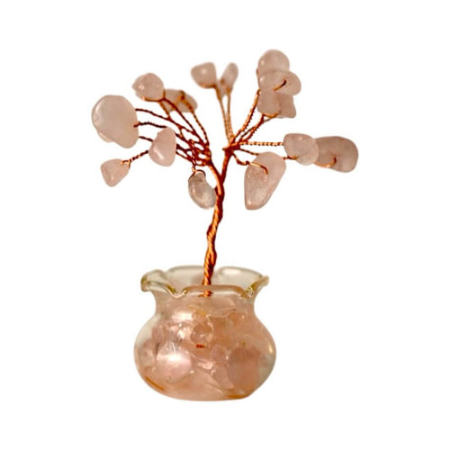 Mini Rosenquarz Baum in Topf - Liebesgrüße der Natur