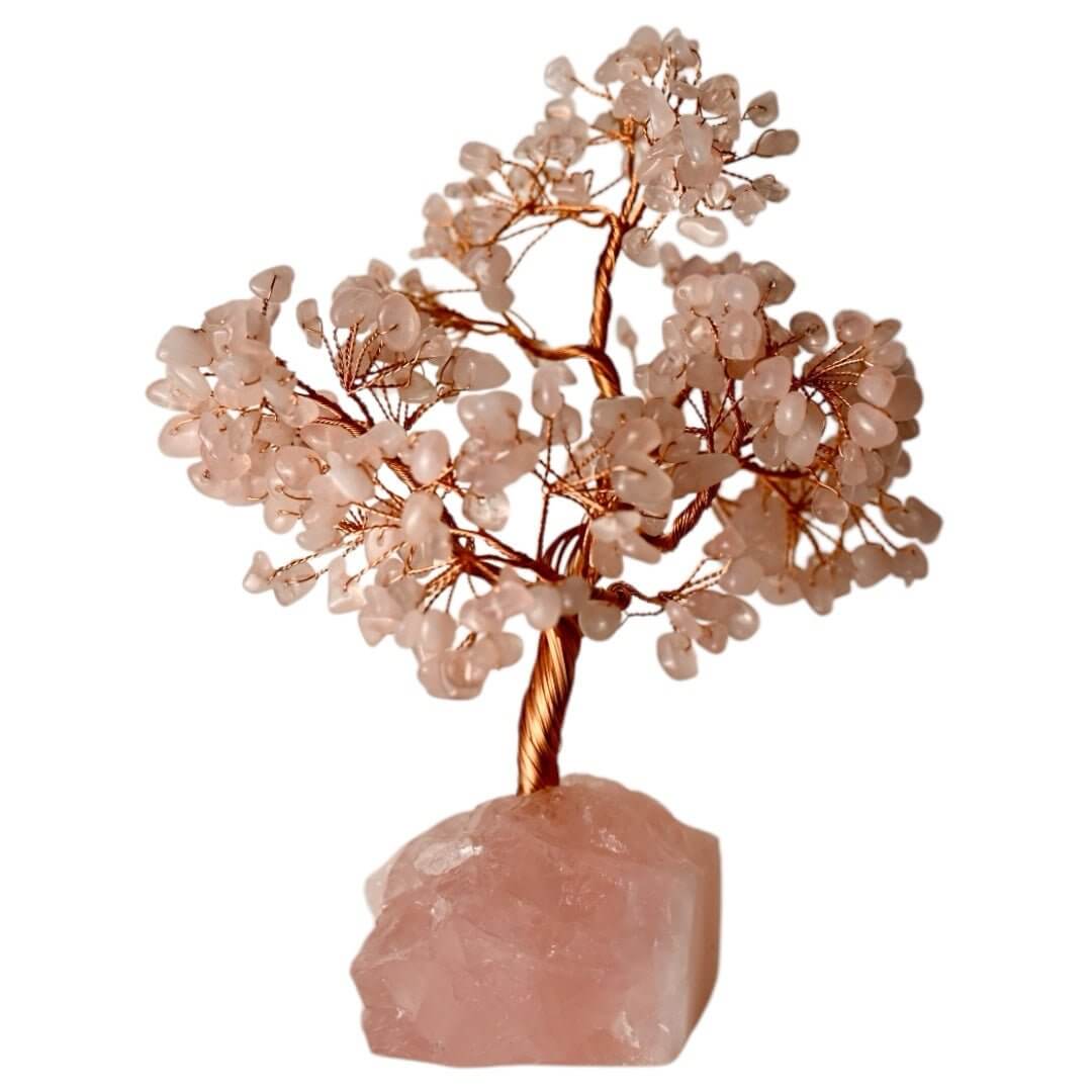 Rosenquarz Edelstein-Baum auf Rosenquarzständer