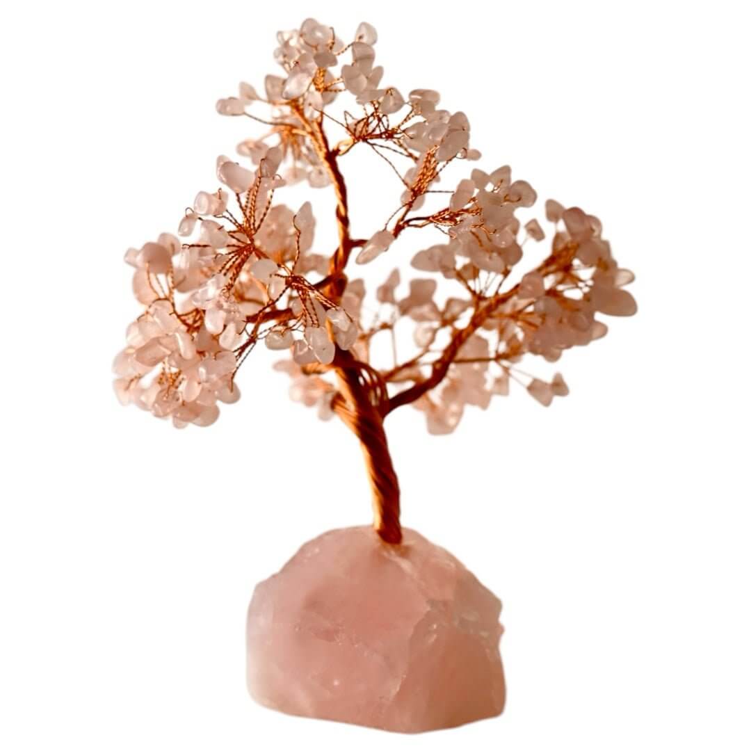 Rosenquarz Edelstein-Baum auf Rosenquarzständer