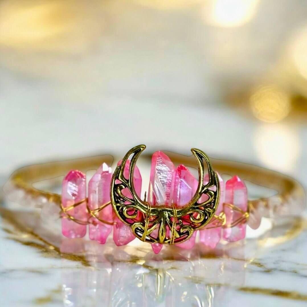 Wunderschöne Rosenquarz-Tiara