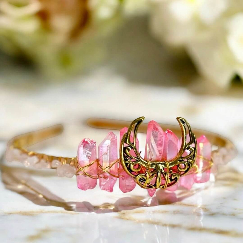 Wunderschöne Rosenquarz-Tiara