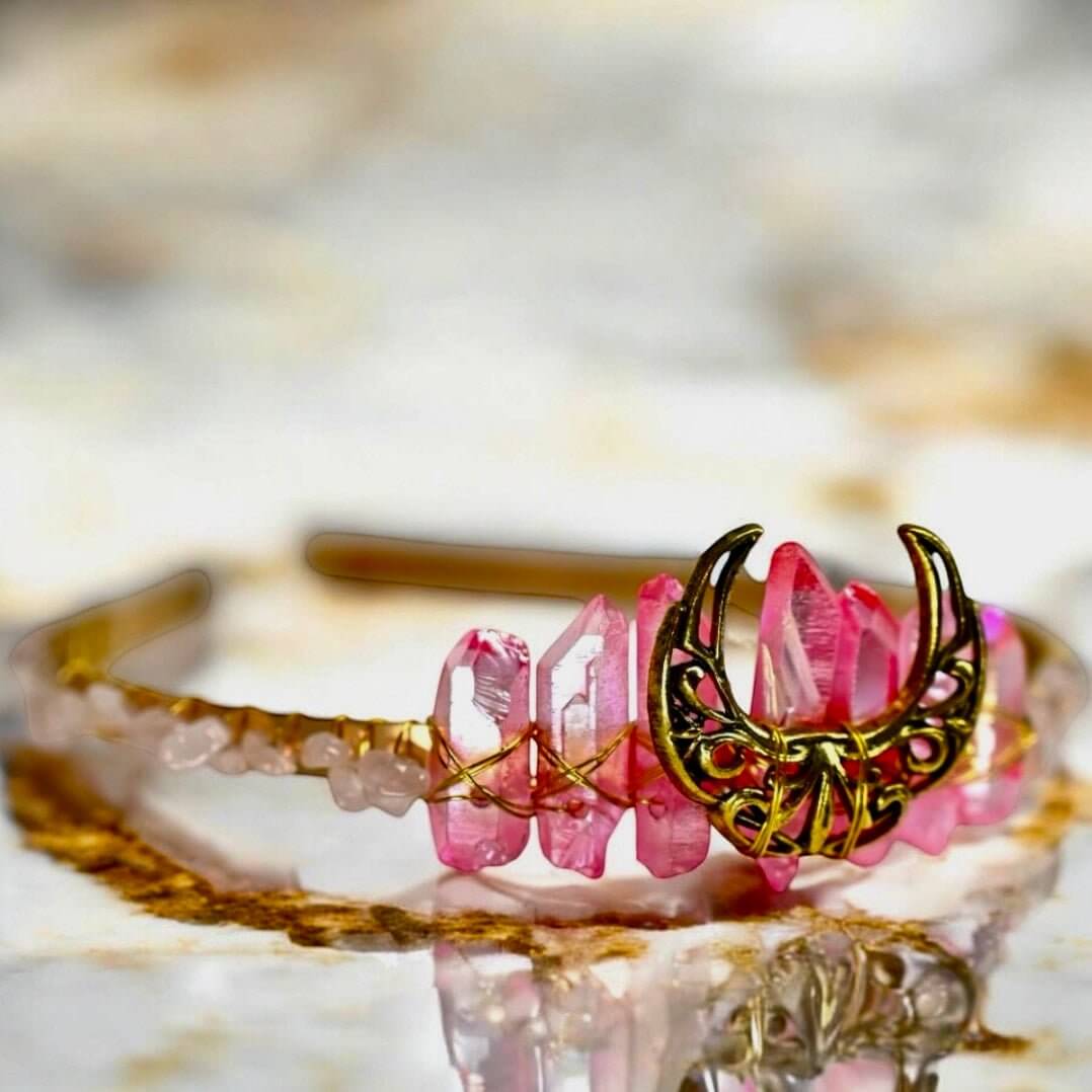 Wunderschöne Rosenquarz-Tiara