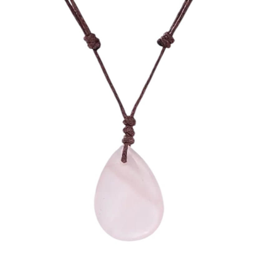 Verstellbare Halskette mit tropfenförmigem Rosenquarz