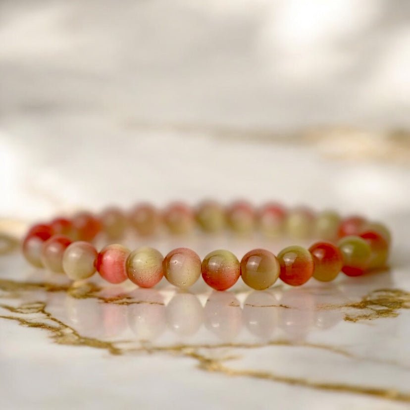 Rot Orangenes Katzenauge Kugelarmband