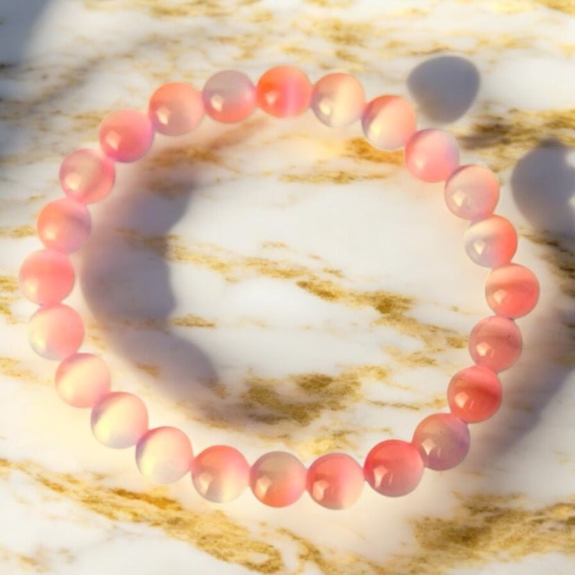 Rot Orangenes Katzenauge Kugelarmband