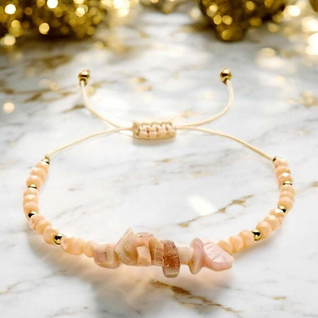 Schutzarmband mit Pfirsich-Mondstein – Natürliche Kraftquelle für Wohlbefinden und Ausgeglichenheit