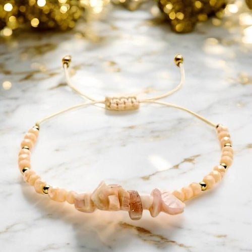 Pfirsich Mondstein Schutzarmband - Wärme & Glanz