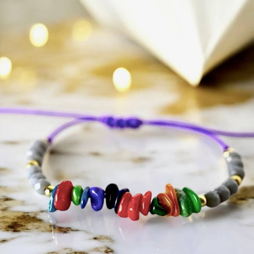 Schutzarmband aus gefärbter Muschelschale – Farben des Ozeans, Kraft des Meeres