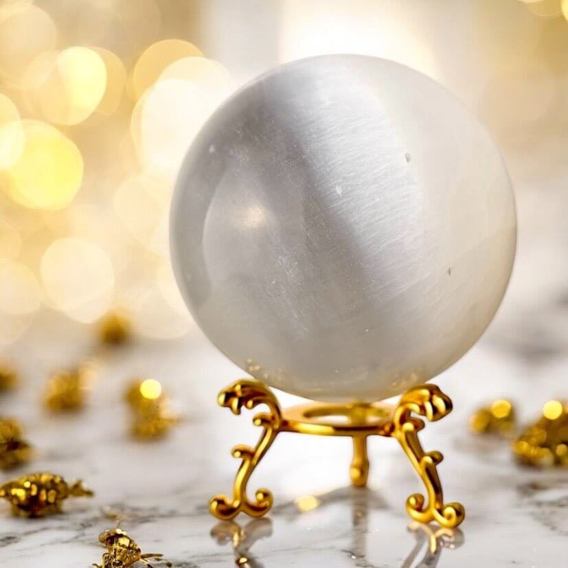 Große Selenit Kugel – reiner Kristall für Klarheit, innere Ruhe und energetische Reinigung