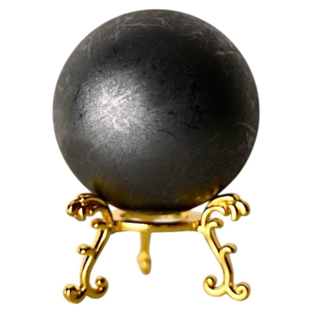 Shungit Kugel – polierter Edelstein für Schutz und Erdung
