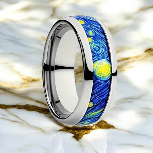 Silberner Ring mit Sternenhimmel