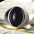 Silberner Ring mit großem ovalem Onyx – elegantes Schmuckstück für markante Akzente