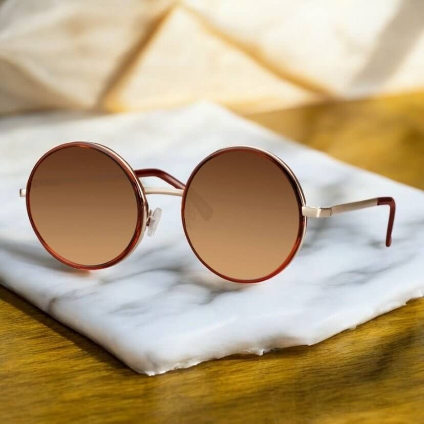 Auffällige runde Sonnenbrille in braun