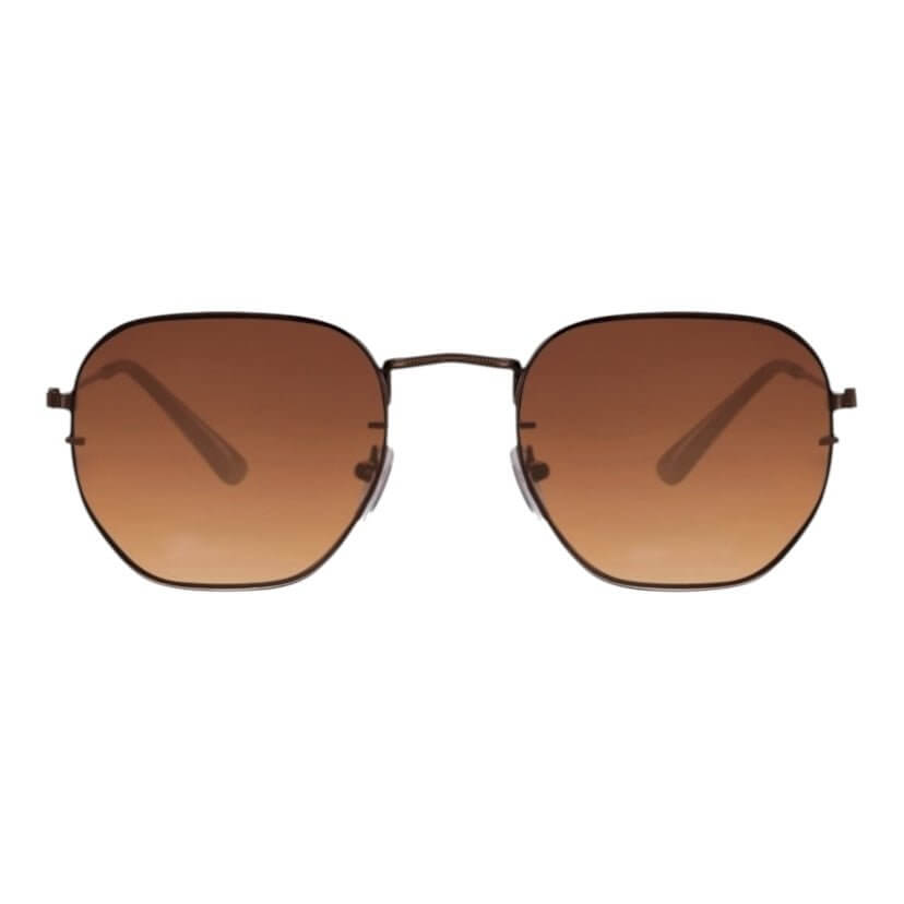 Braune Sonnenbrille mit schwarzem Rahmen