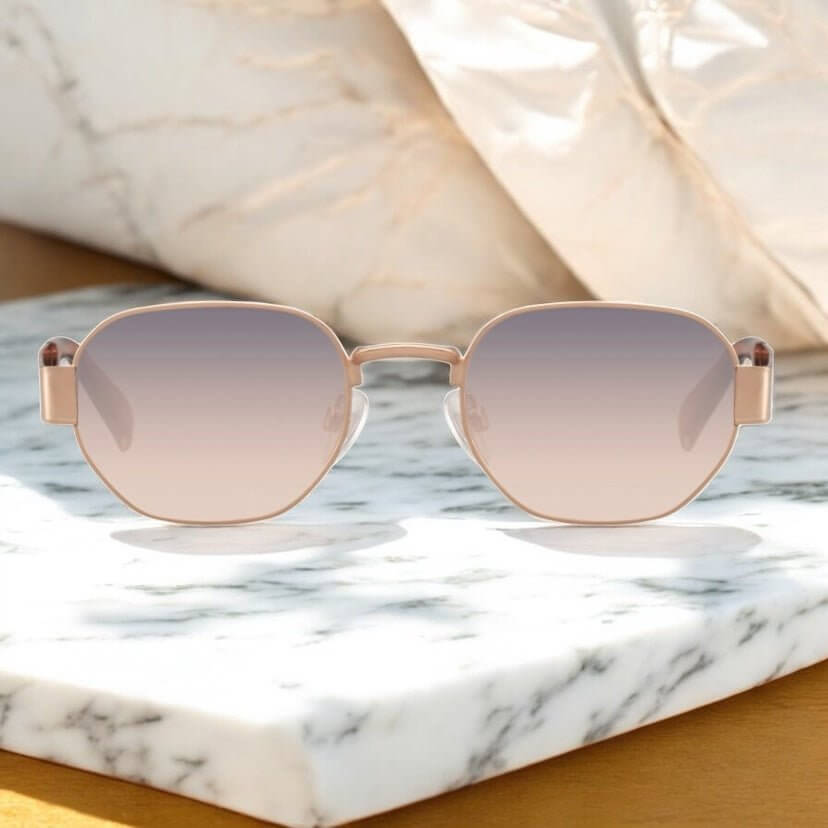 Roségoldene breite Sonnenbrille