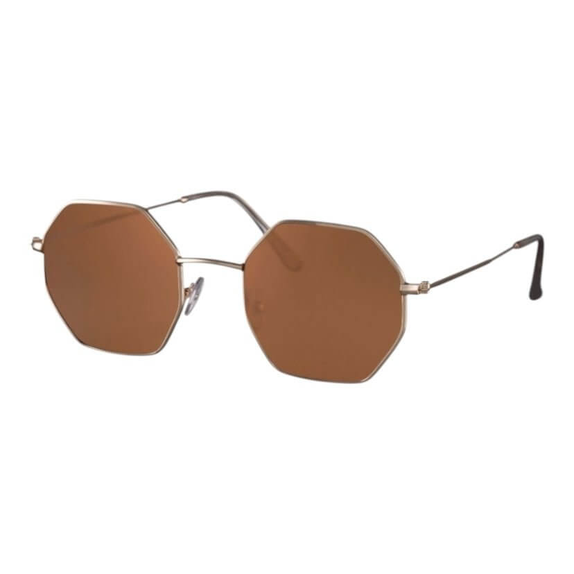 Goldbraune eckige Sonnenbrille