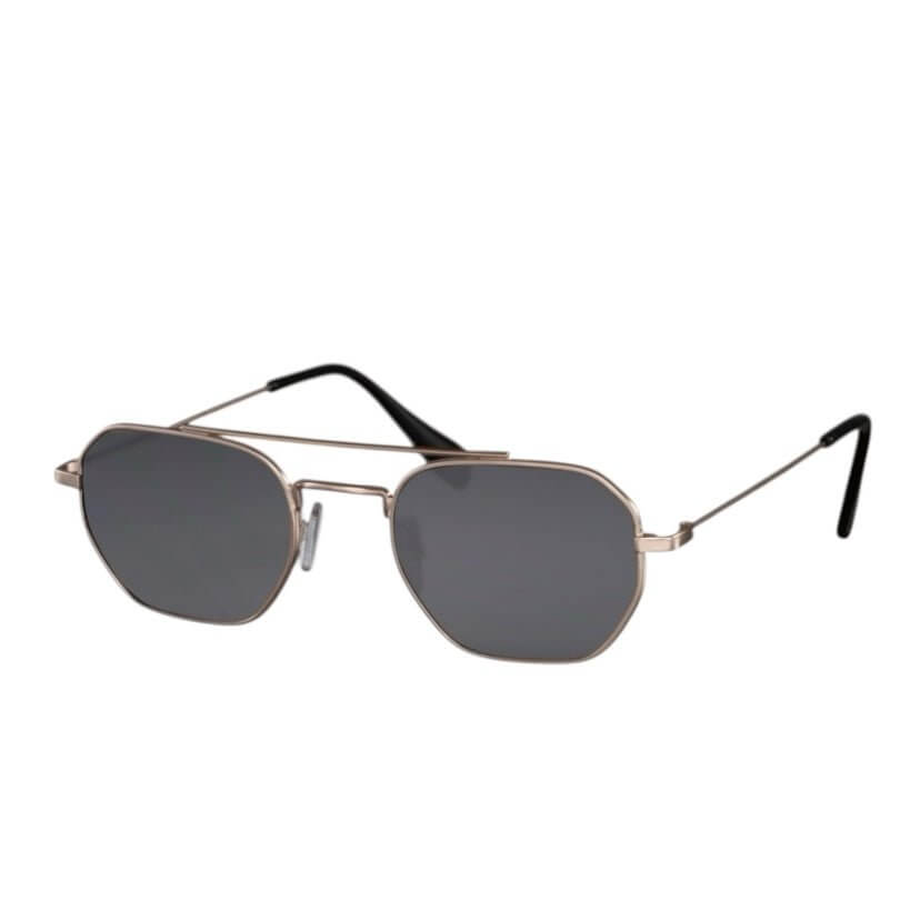 Silberne eckige Sonnenbrille mit Steg