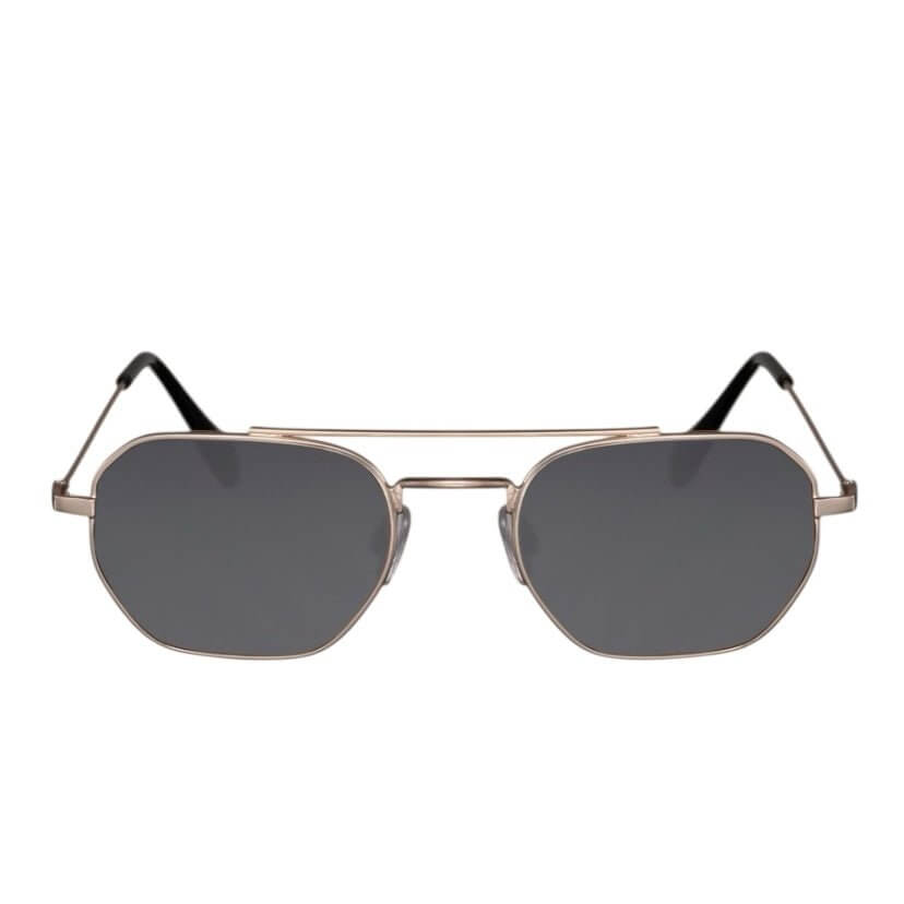 Silberne eckige Sonnenbrille mit Steg