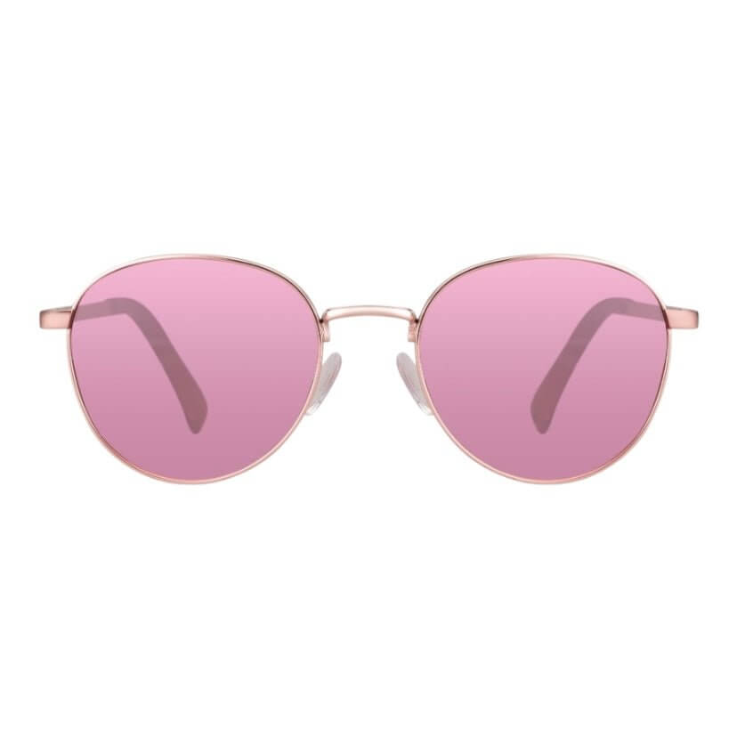 Roségoldene Sonnenbrille mit pinken Gläsern