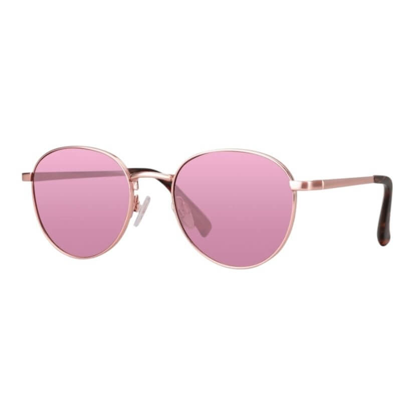 Roségoldene Sonnenbrille mit pinken Gläsern