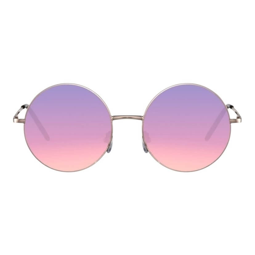 Silberne Sonnenbrille mit rosa Gläsern