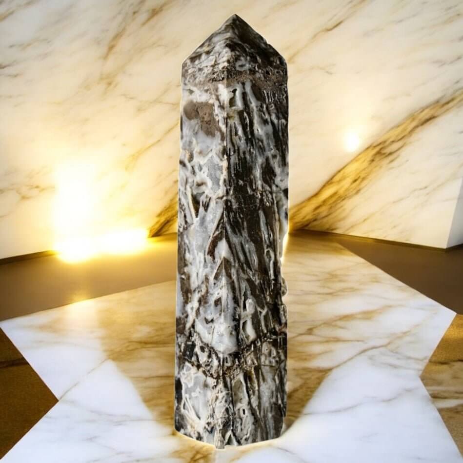 Großer druzy Sphalerit Obelisk – funkelnde Kraft für Klarheit, Schutz und energetische Balance