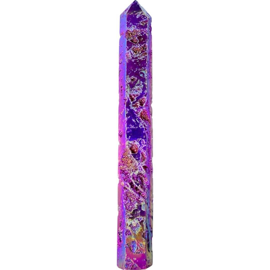 Lila Aura Sphalerit Obelisk - Funkelndes Highlight in den kräftigsten Farben