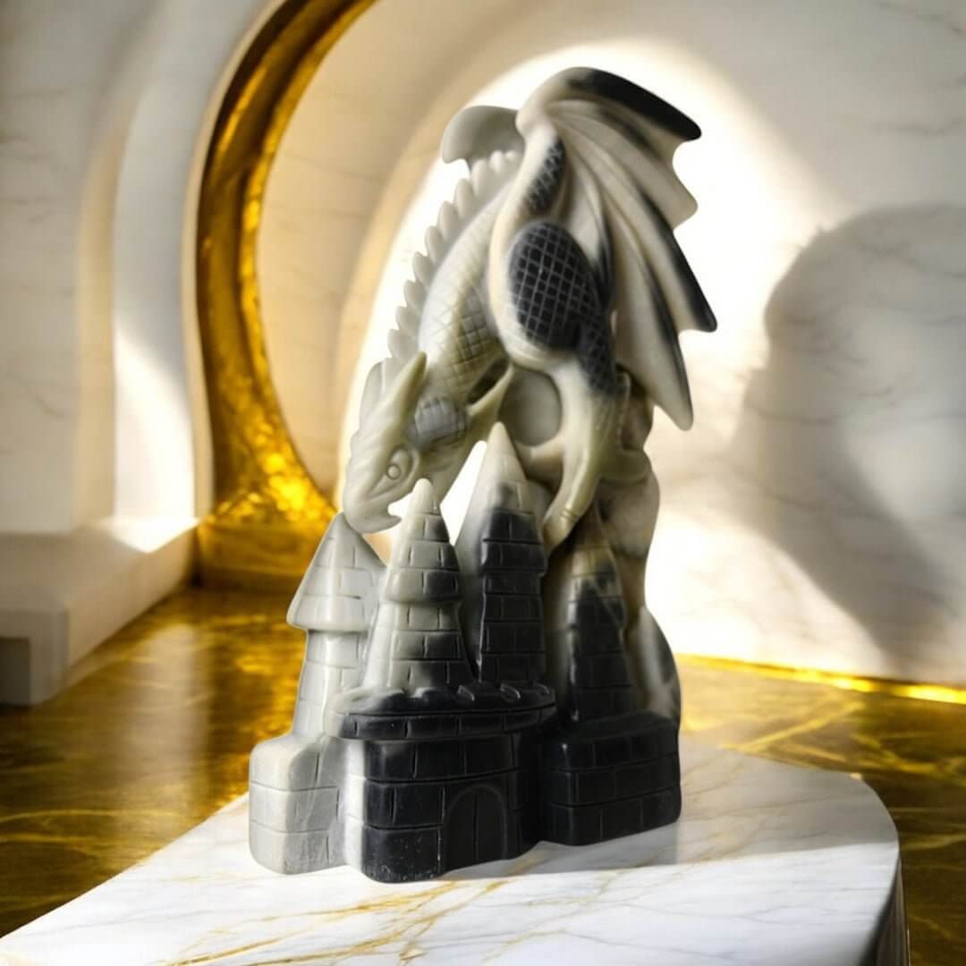 Großer Drache aus Tai-Chi-Stein – Dekoratives Highlight voller Kraft und Energie