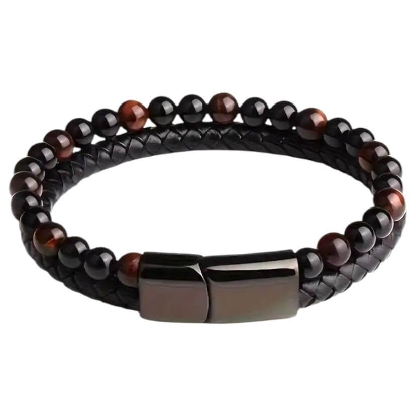 Kunstleder Armband mit Magnet-Verschluss und rotem Tigerauge