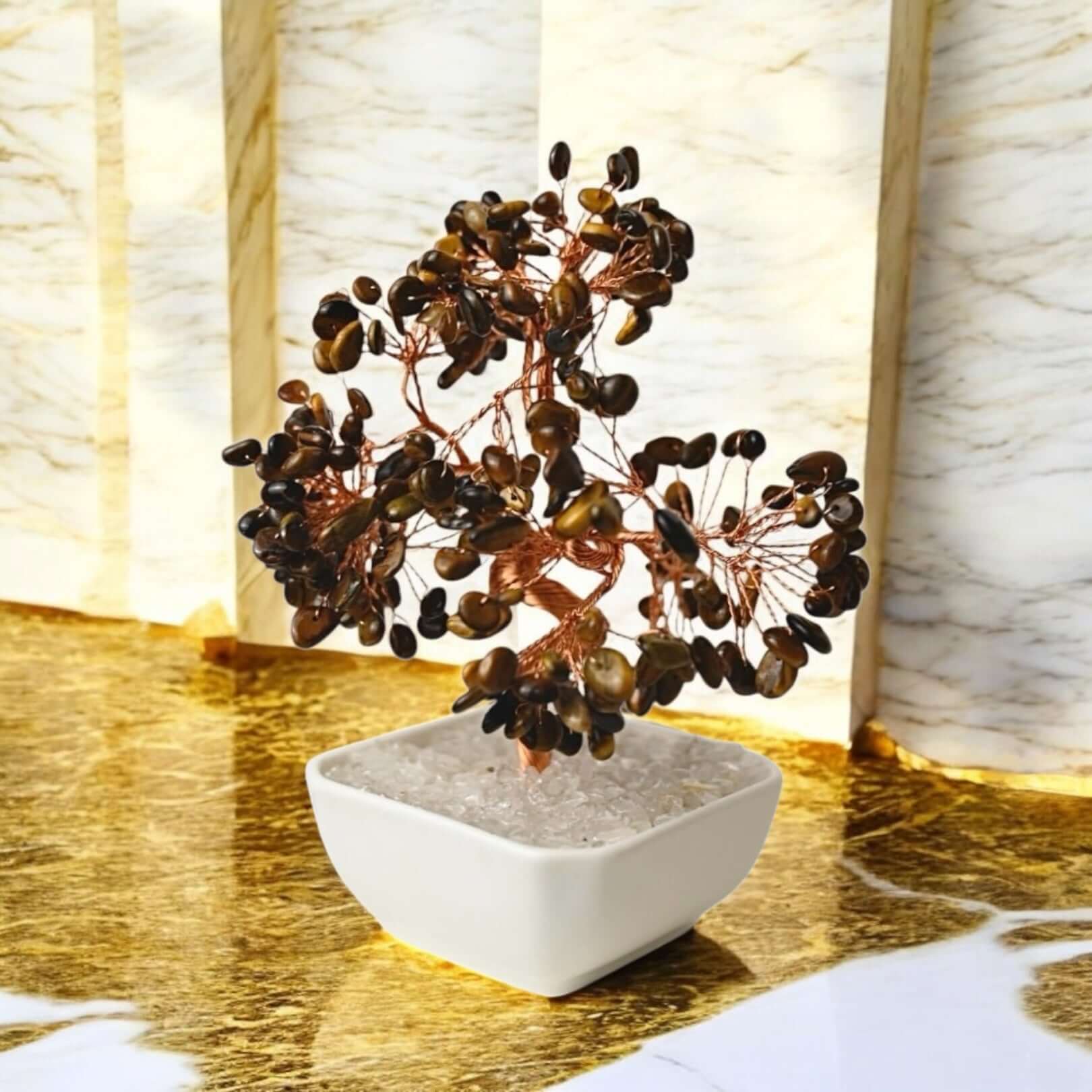 Tigerauge Baum in Keramiktopf - Bringt Mut, Gelassenheit und positive Schwingungen