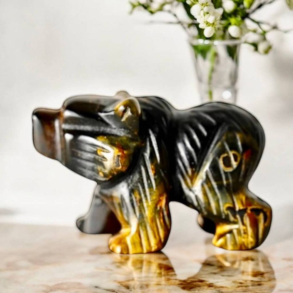Bär aus Tigerauge - Begleiter für Mut & Kraft