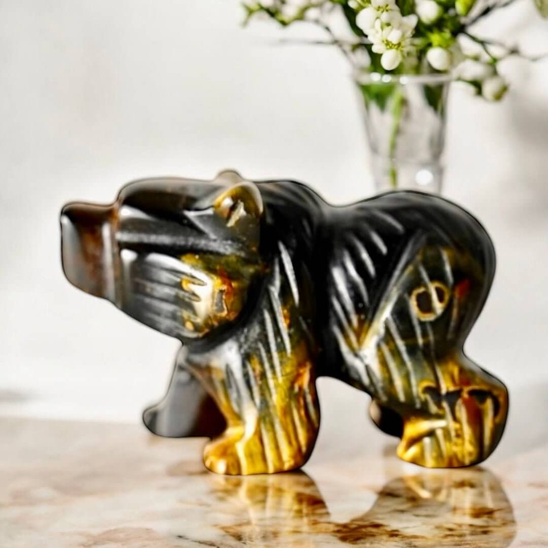 Bär aus Tigerauge - Begleiter für Mut & Kraft