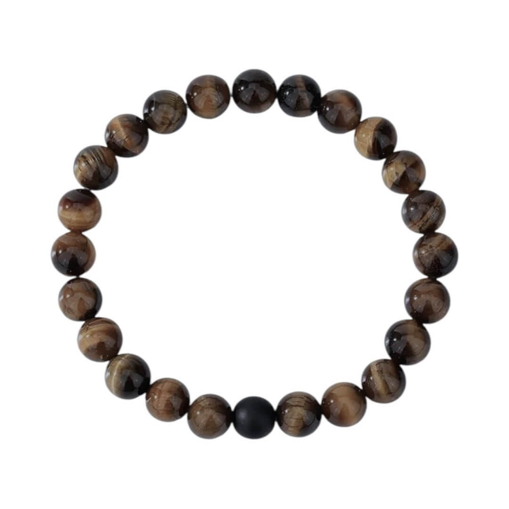 Dunkles Tigerauge Kugelarmband – Kraftvolles Naturjuwel für Schutz und innere Stärke