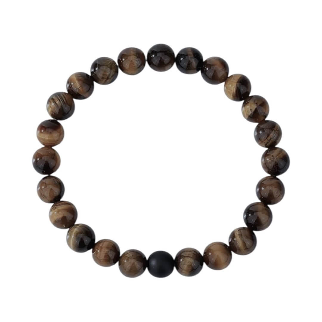 Dunkles Tigerauge Kugelarmband – Kraftvolles Naturjuwel für Schutz und innere Stärke