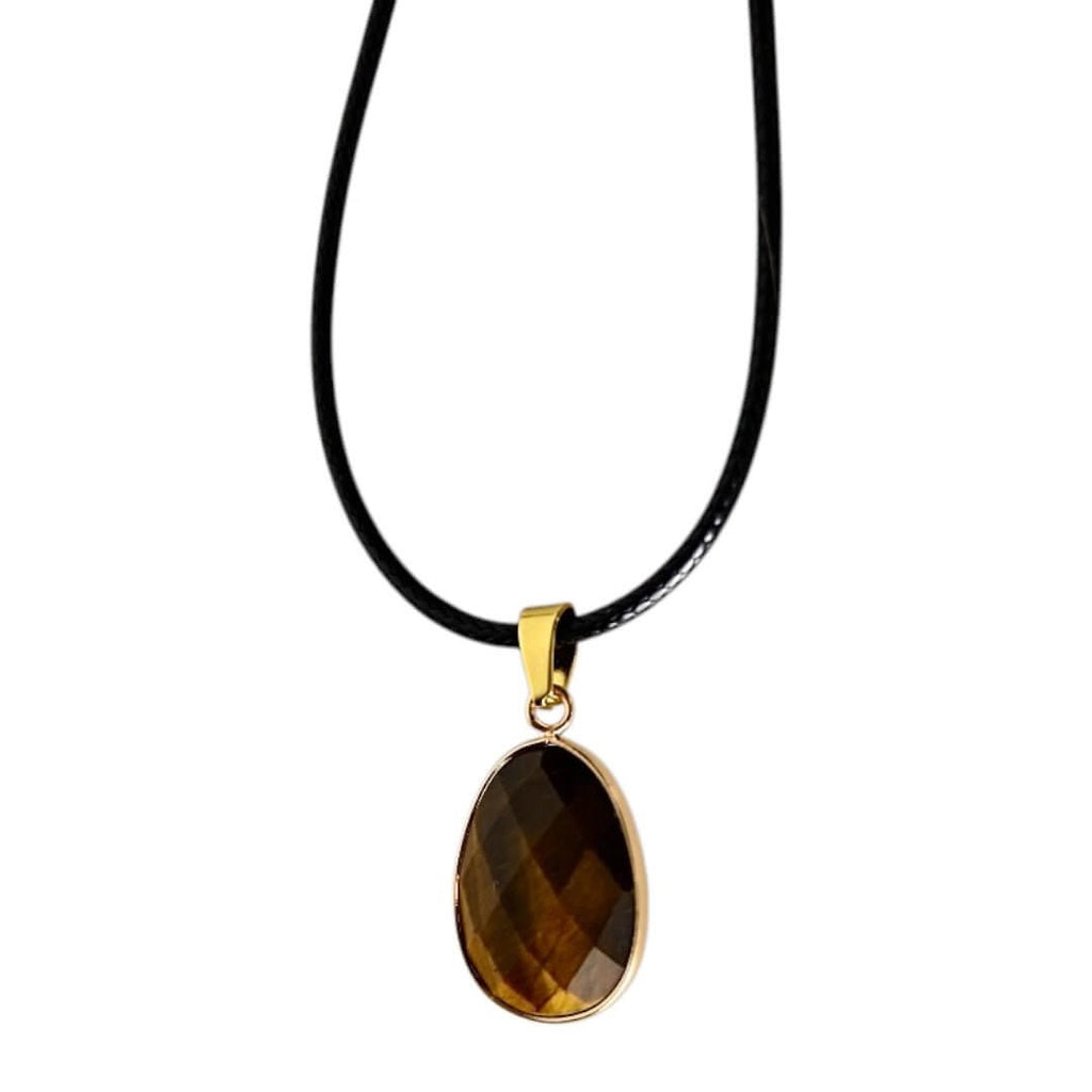 Halskette mit facettiertem Tigerauge-Anhänger
