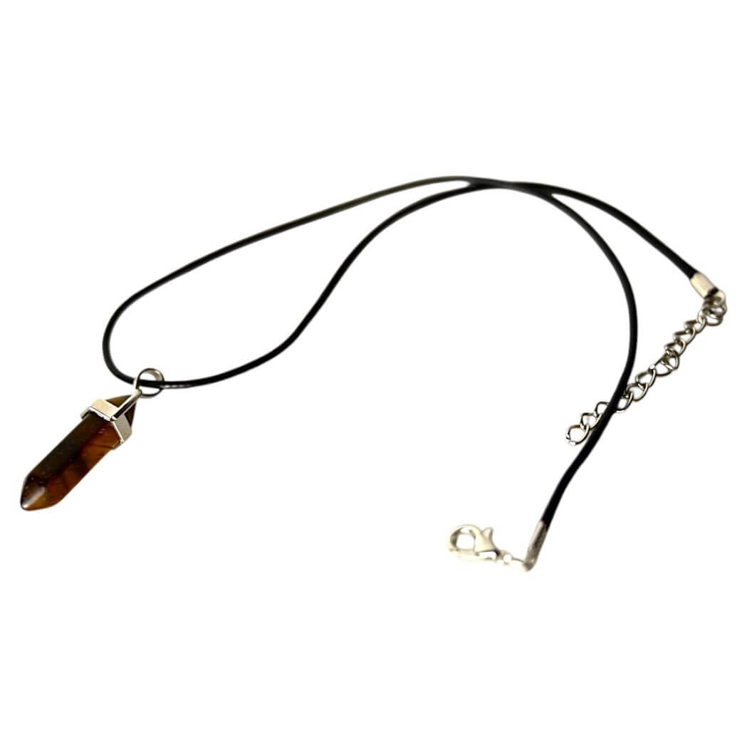 Schwarze Halskette mit Tigerauge Doppelender