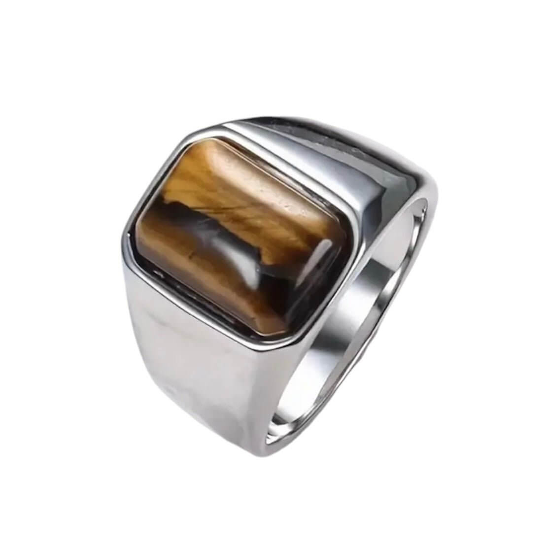 Silberner Ring mit Tigerauge in Rechteckform – stilvolles Highlight für ausdrucksstarken Look
