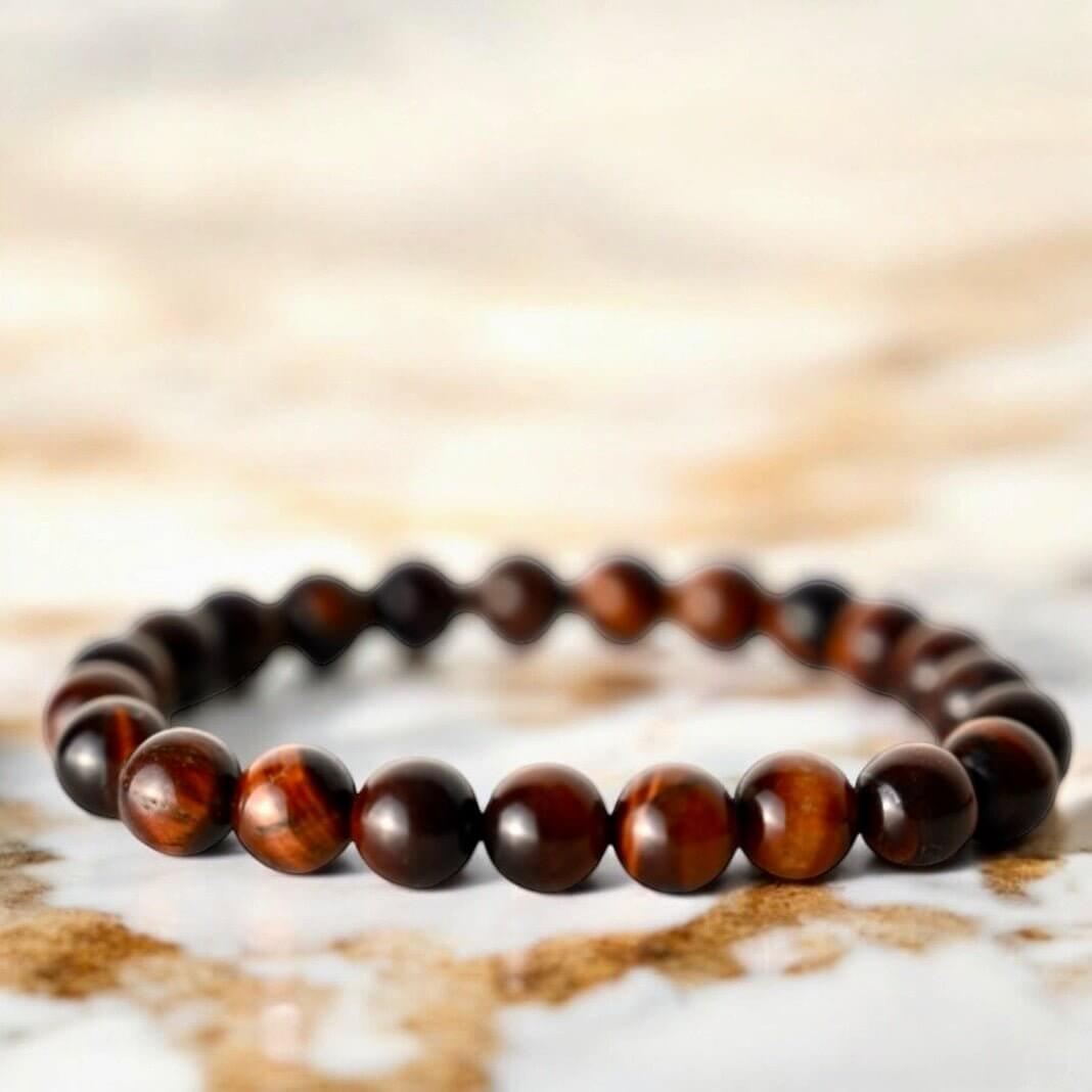 Kugelarmband aus rotem Tigerauge – Natürliche Kraftquelle für Mut und Ausdauer