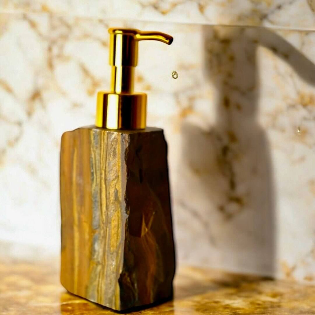Seifenspender Tigerauge – goldbraunes Funkeln für Ihr Bad