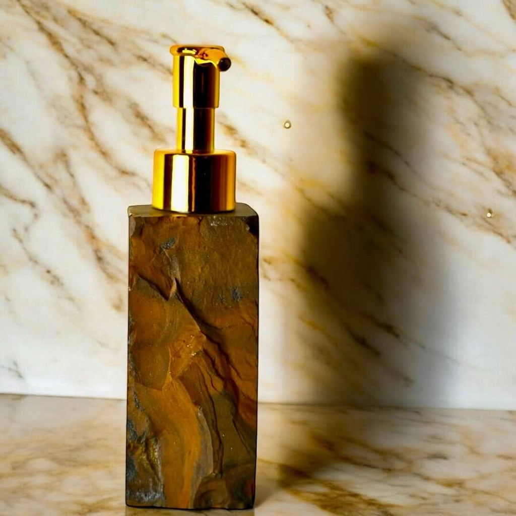 Seifenspender Tigerauge – goldbraunes Funkeln für Ihr Bad