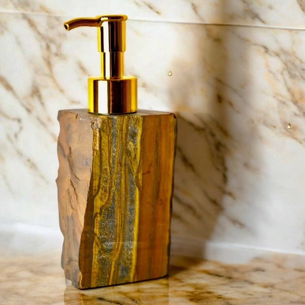 Seifenspender Tigerauge – goldbraunes Funkeln für Ihr Bad