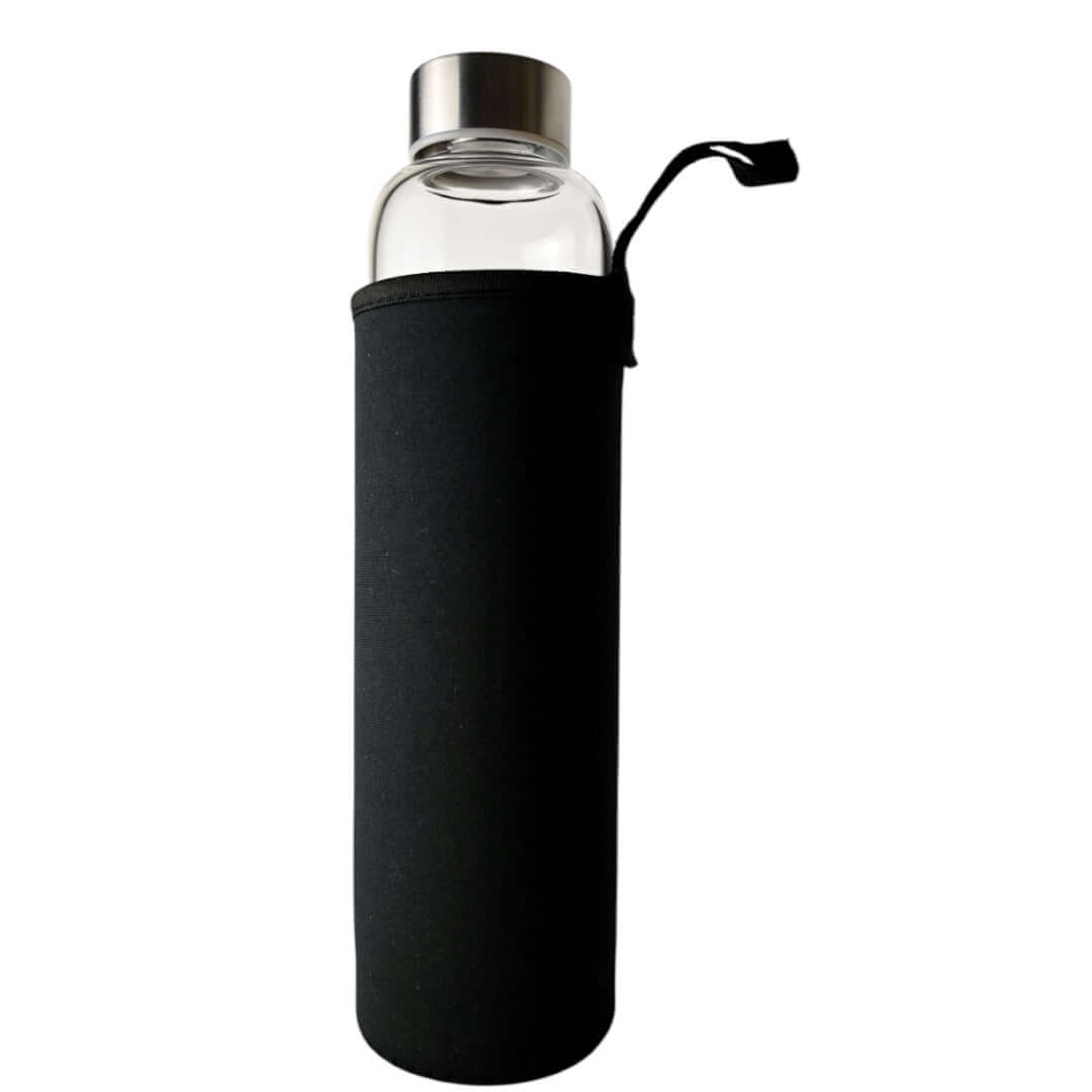 Trinkflasche in Silber mit schimmernden Tigerauge Trommelsteinen