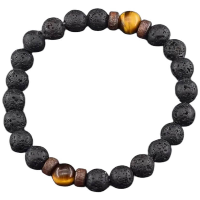 Kugelarmband aus Vulkanstein & Tigerauge – Natürliche Kraftquelle für Mut und Gelassenheit