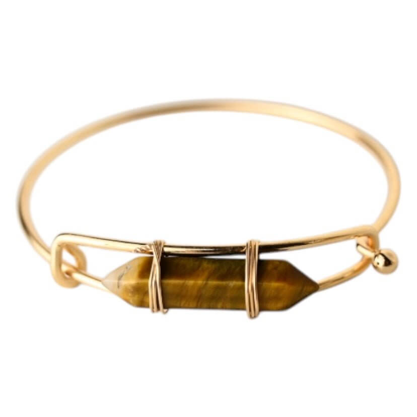 Verschließbarer goldener Armreif mit Tigeraugen-Doppelender