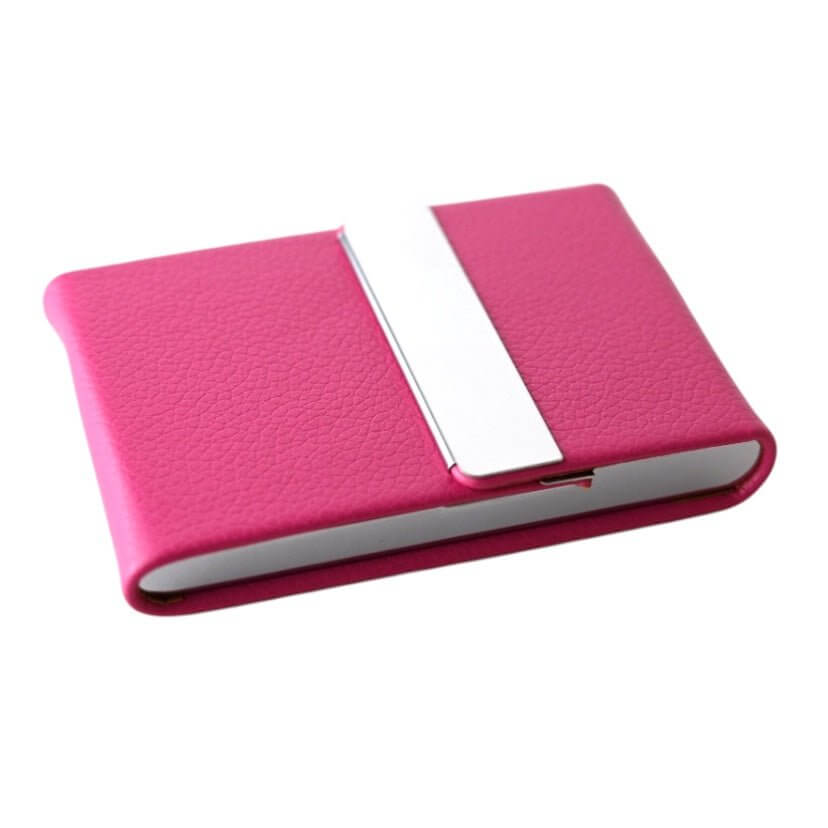 Visitenkartenetui Edelstahl & Kunstleder, pink