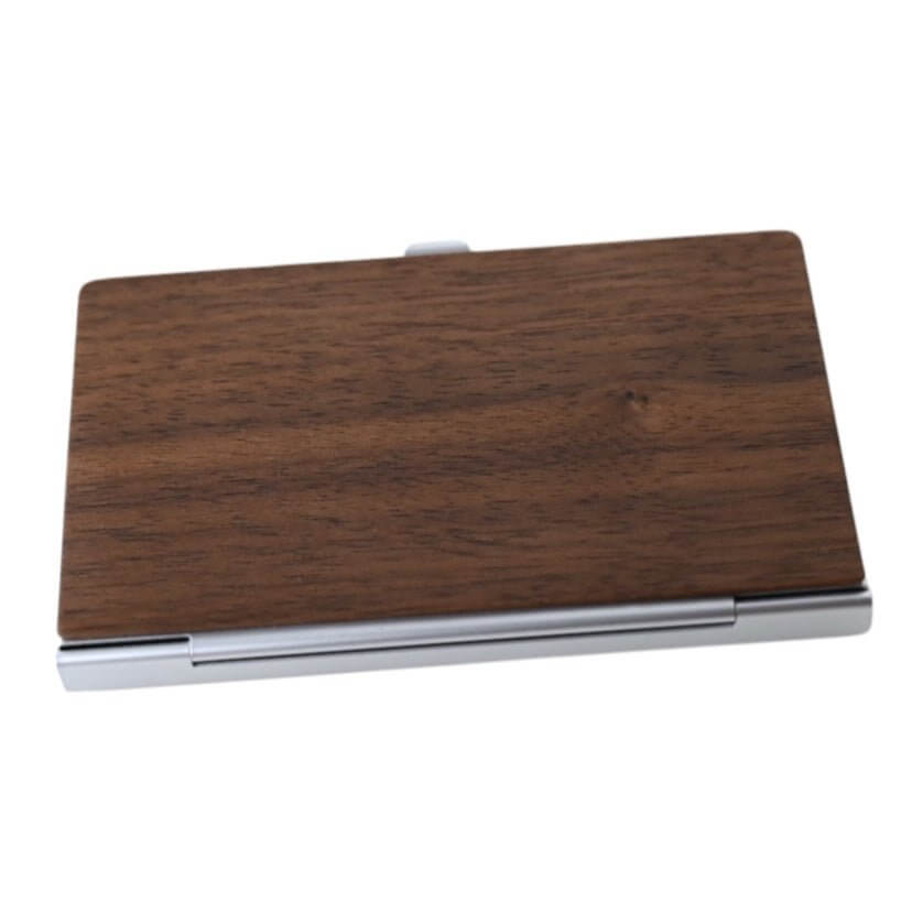 Visitenkartenetui Holz und Silber